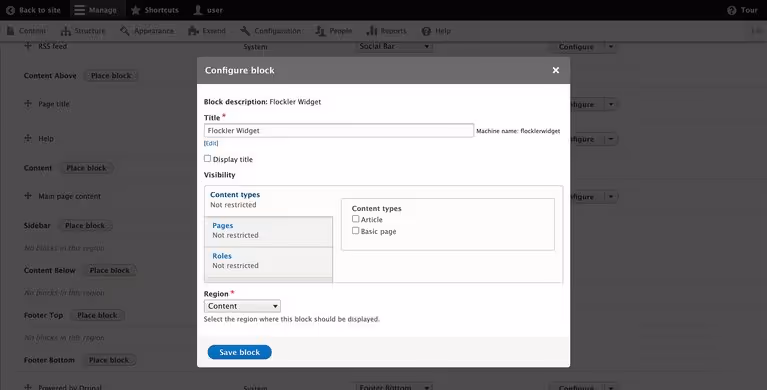Embed Instagram feeds on Drupal: Configuring block