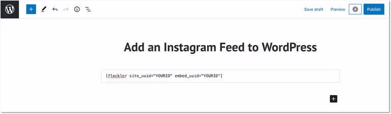 Embed Instagram feeds on WordPress: Adding shortcode