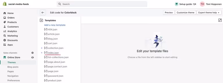 Editing the homepage on Shopify