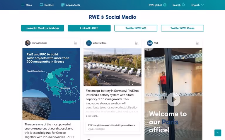 Example of a Linkedin feed on a website