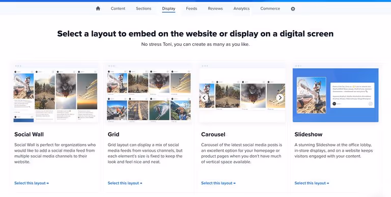 Display layouts for the LinkedIn feed