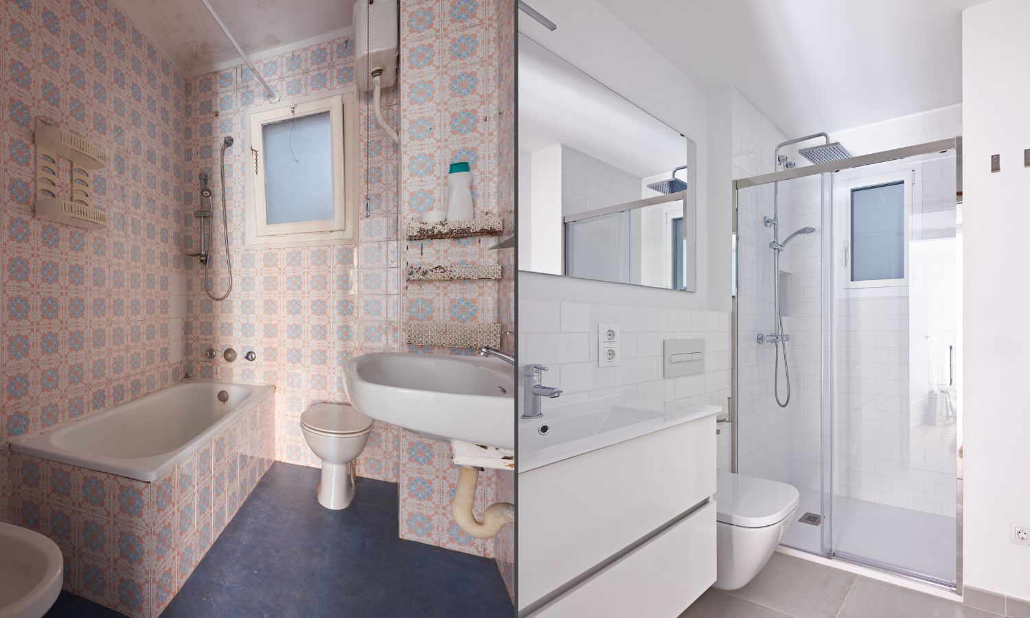 Vu d'une salle de bain en home staging