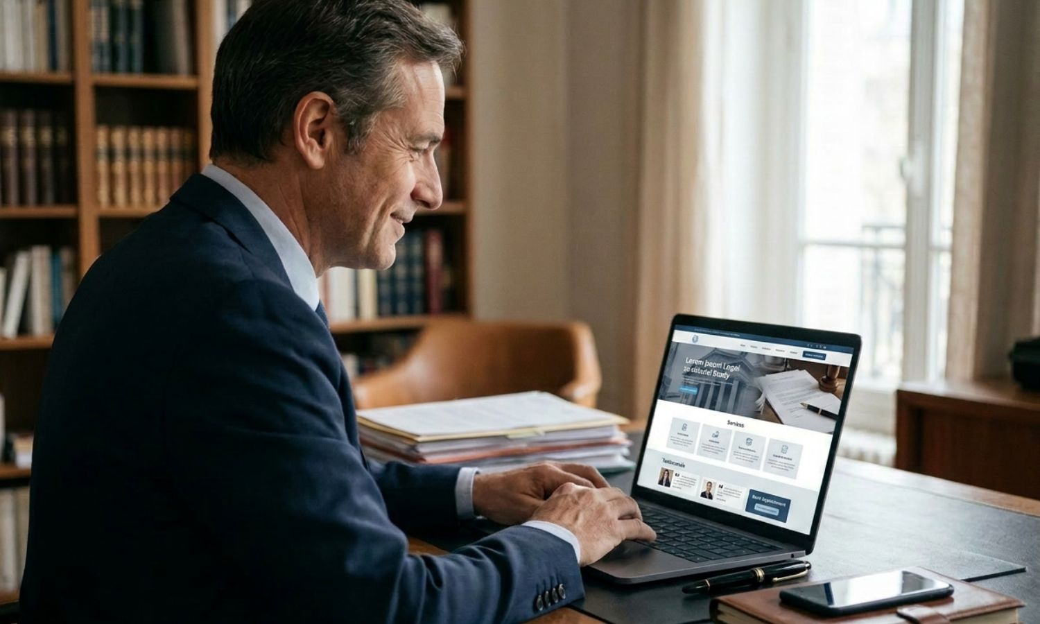 Notaire qui visite son site internet