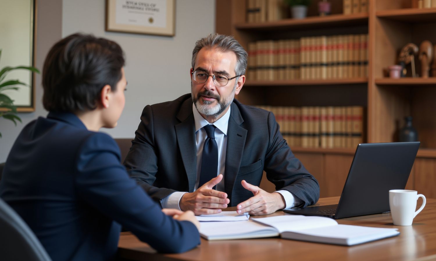 Notaire en réunion avec un client dans son office