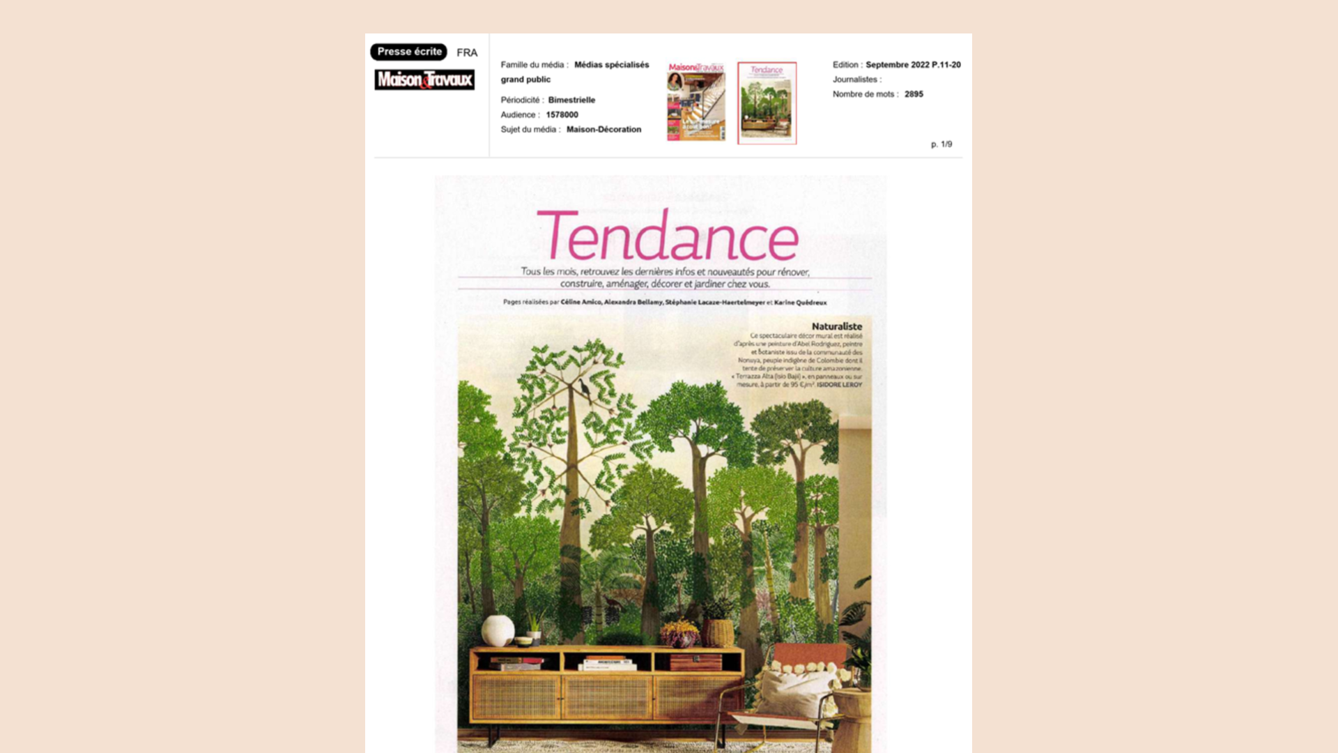 Article du magazine Maison & Travaux : « Tendance »