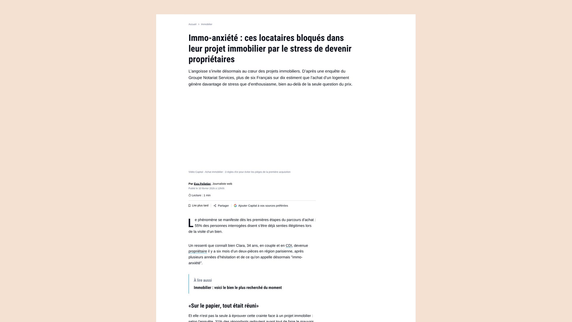 Article de Capital : « Immo-anxiété : ces locataires bloqués dans leur projet immobilier par le stress de devenir propriétaires »