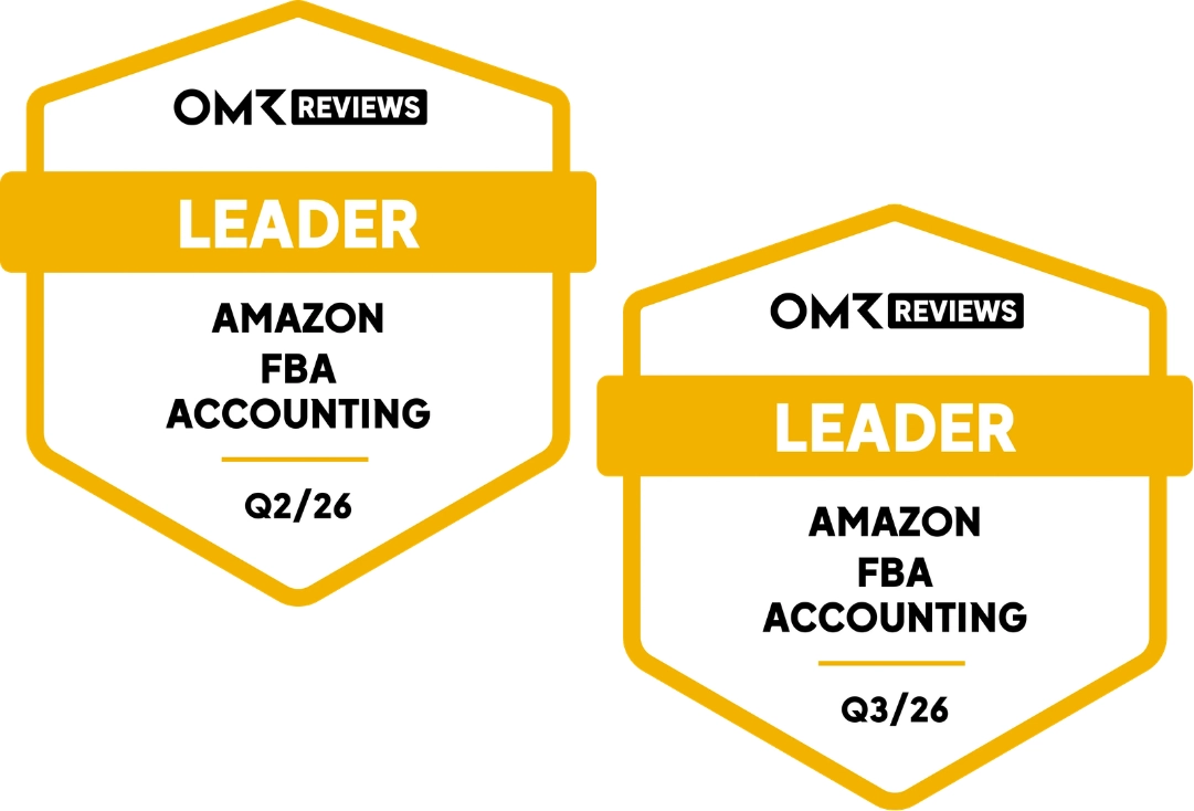 OMR Reviews Leader badges for Amazon FBA Accounting for Q2/26 and Q3/26.