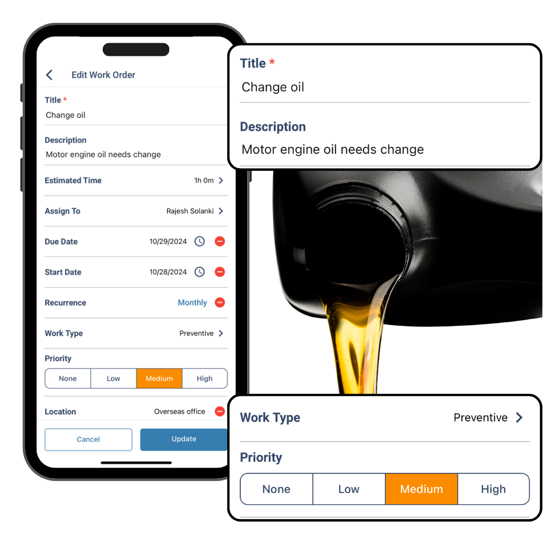 Oil Change App CMMS notification