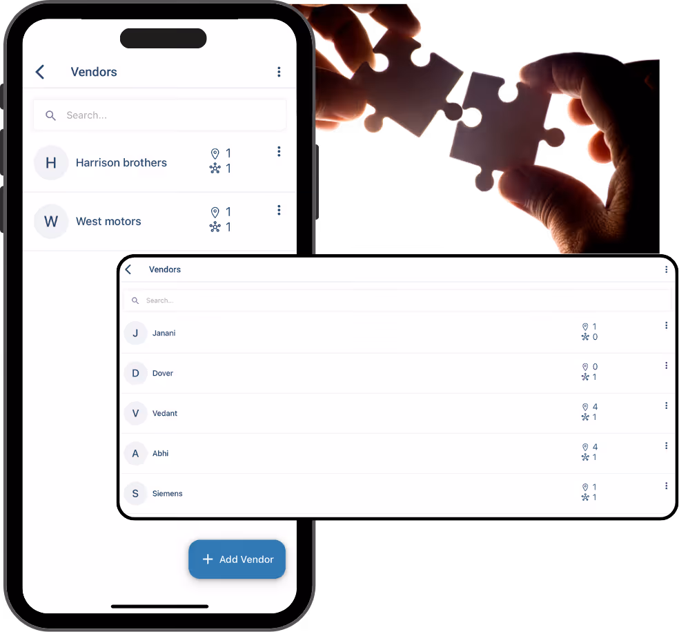 Vendor management page and add new vendor