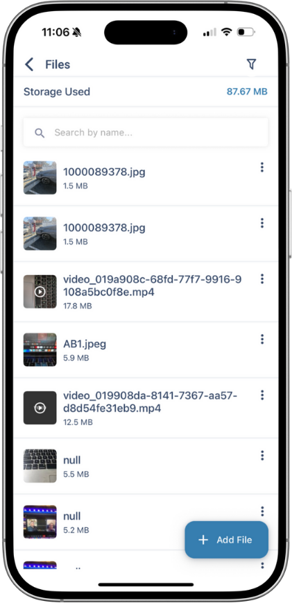 files media library on energos app 