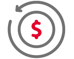 Cash with circular arrow symbol