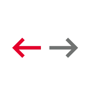 Red arrow left and gray arrow right symbol