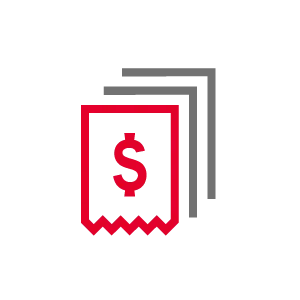 Pay stubs with dollar symbol