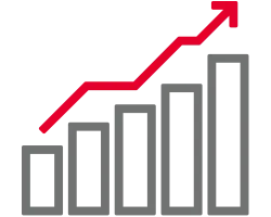 Chart with arrow upwards symbol