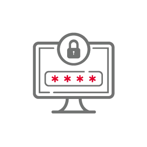 Computer icon with lock and secure password