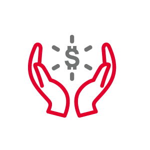 Hands with money symbol