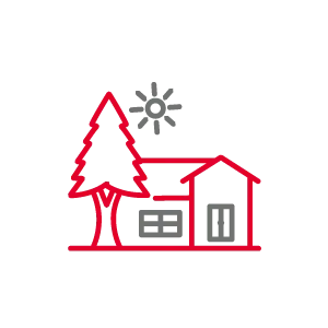 House with sun shining symbol