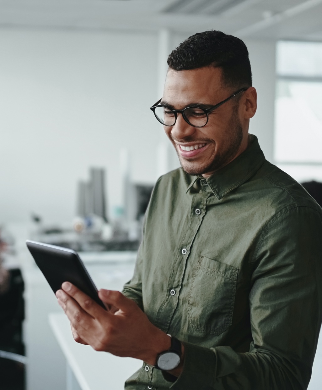 Business owner using an iPad