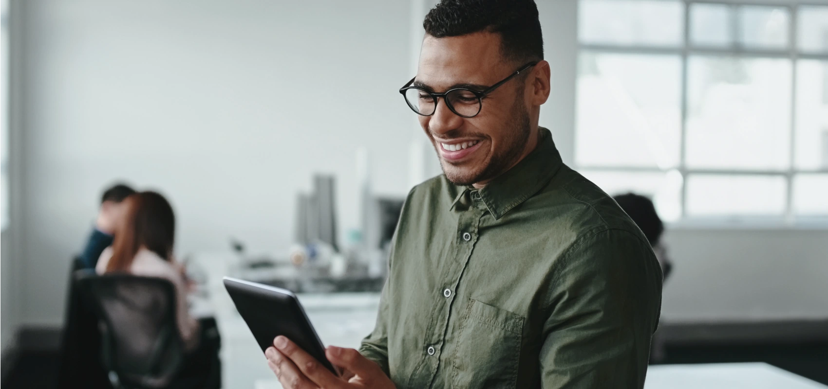 Business owner using an iPad