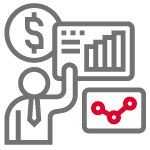 Banker icon with charts and money symbol