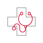 Healthcare cross with stethoscope