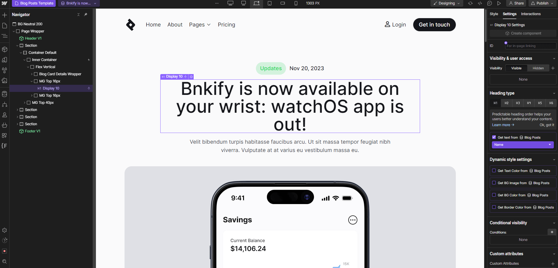 CMS Page - Bnkify X Webflow Template