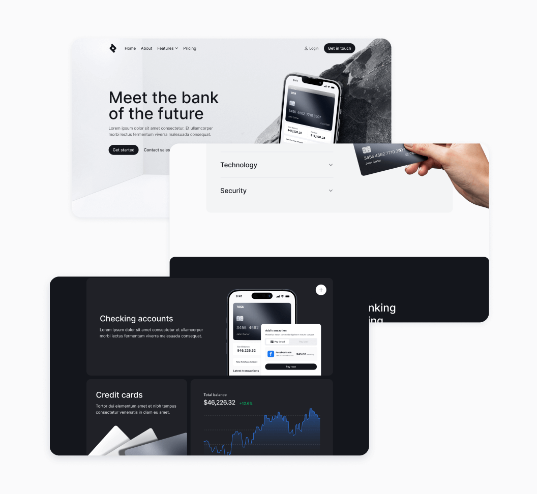 Bnkify X - Sections Included - Bank And Fintech Webflow Template