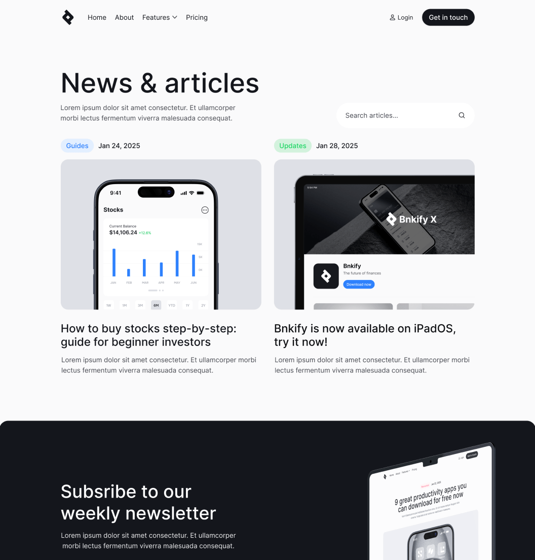 Bnkify X - Blog V3 Page - Bank And Fintech Webflow Template