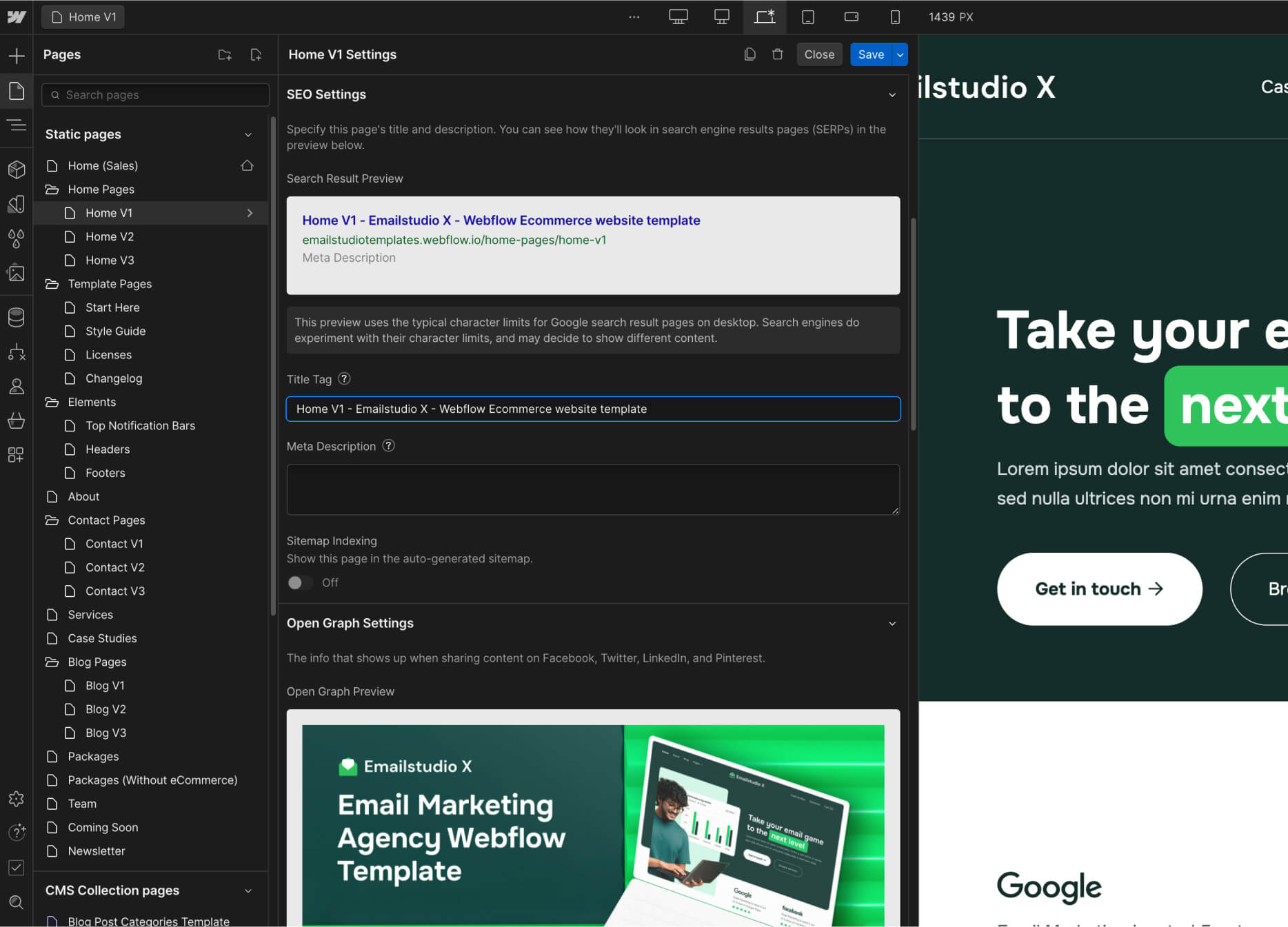 SEO - Emailstudio X Webflow Template