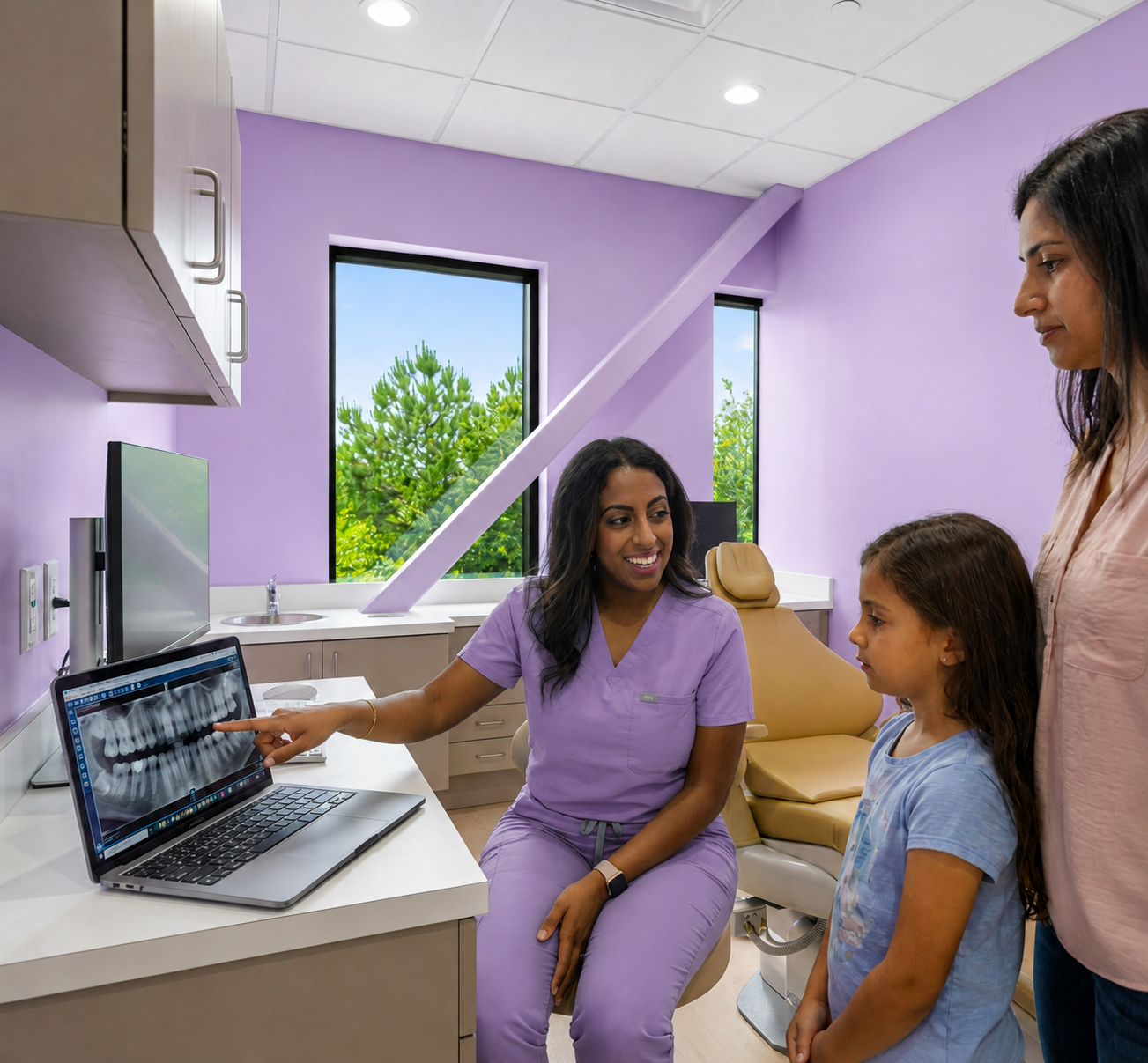 Child receiving a dental X-ray at Tiny Dental Company in The Woodlands, TX.