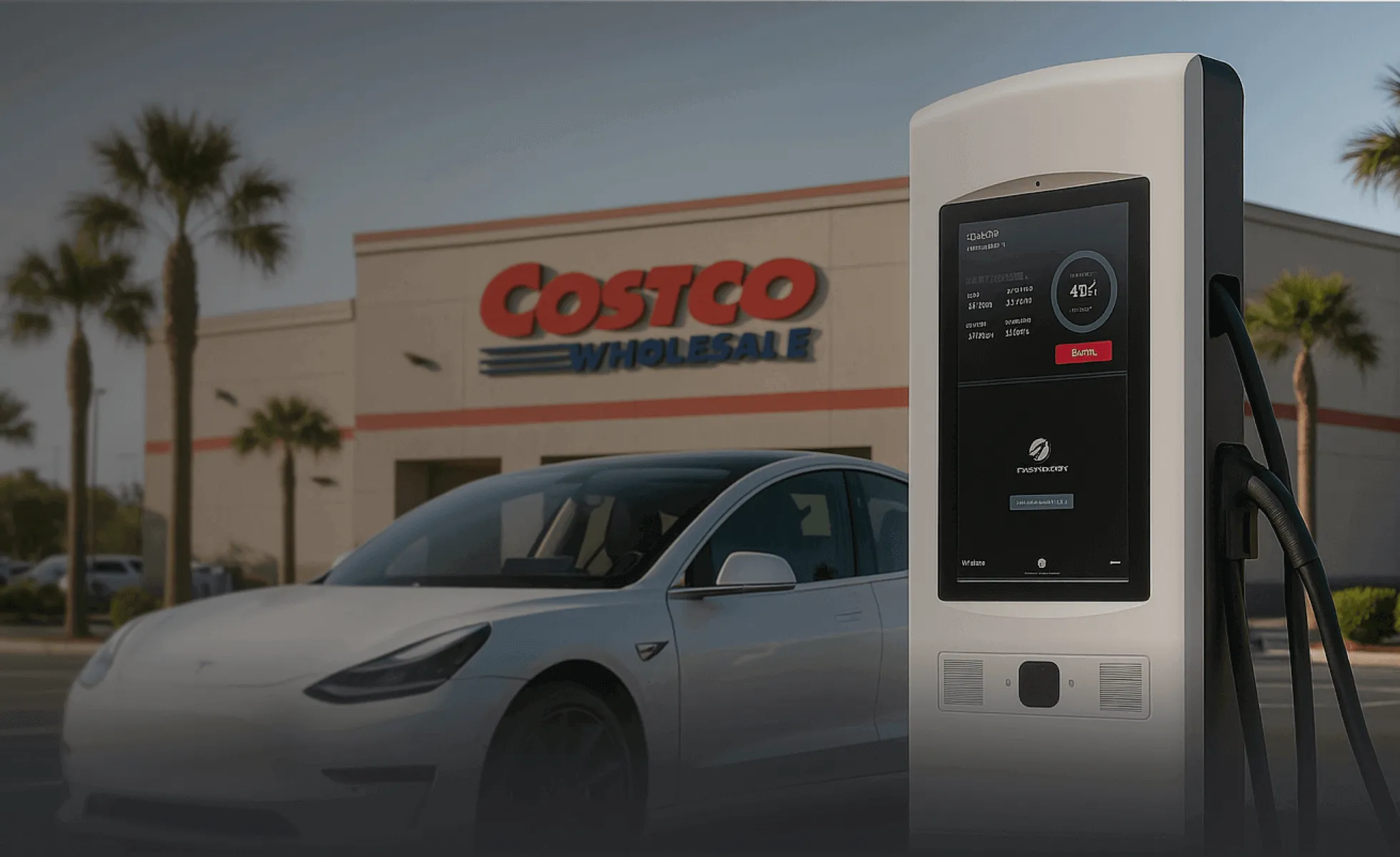 EV car is charging using Electric Era charger at a retail outlet