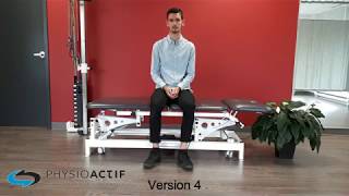 Physio démontrant slump en flexion plantaire et inversion