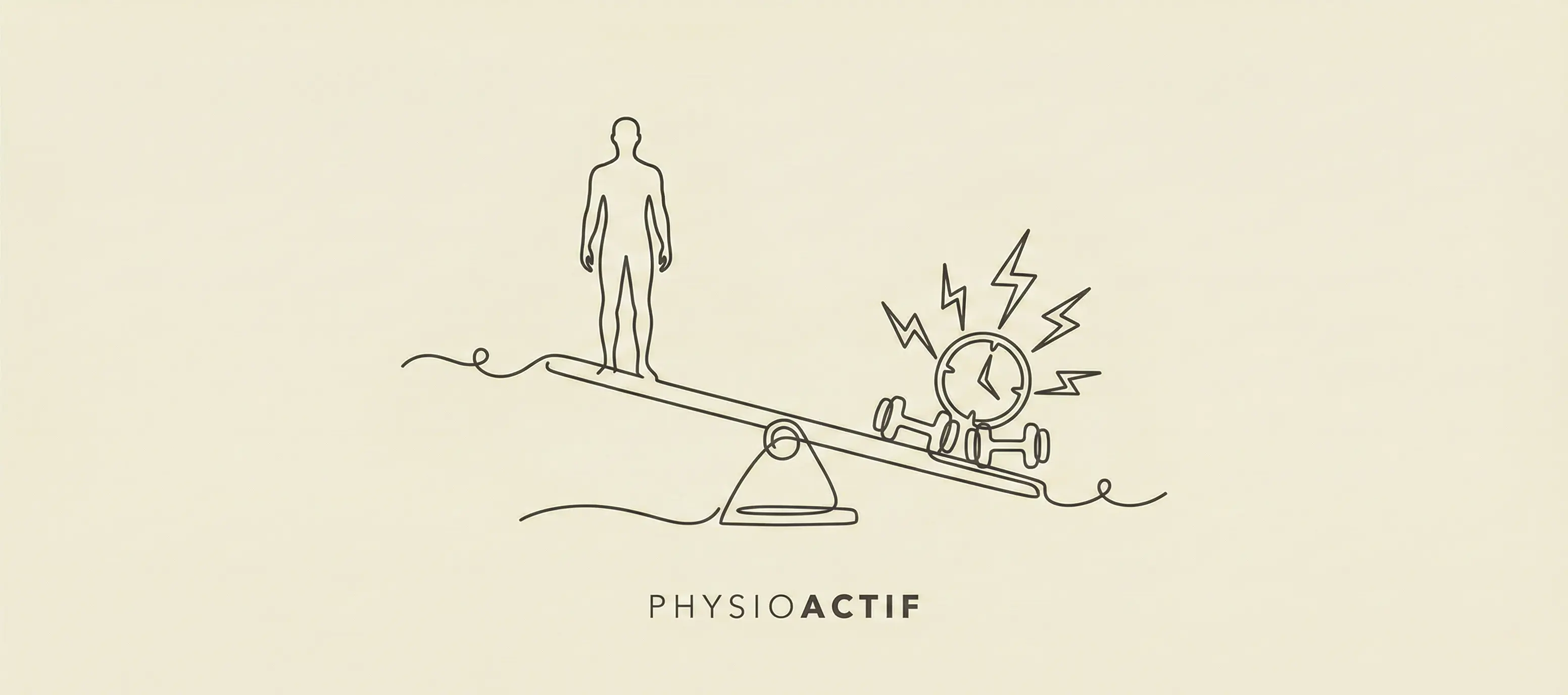 Silhouette on a scale next to dumbbells, a clock, and lightning bolts: overuse injuries in physical therapy