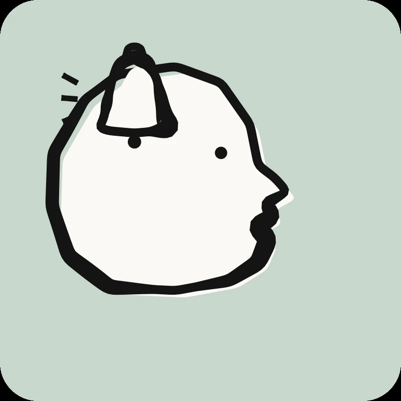 Illustration tête de profil avec cloche d'alarme, guide douleur chronique en physiothérapie Physioactif