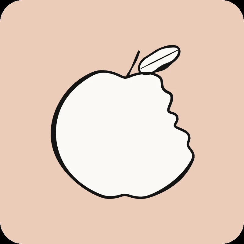 Pomme croquée illustrée, guide « Douleur à la mâchoire » en physiothérapie, Physioactif