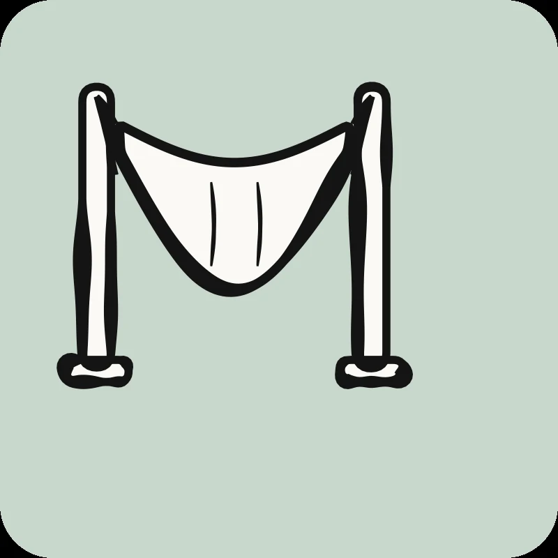 Illustration of a hammock stretched between two posts, pelvic floor, comprehensive guide to physical therapy, Physioactif