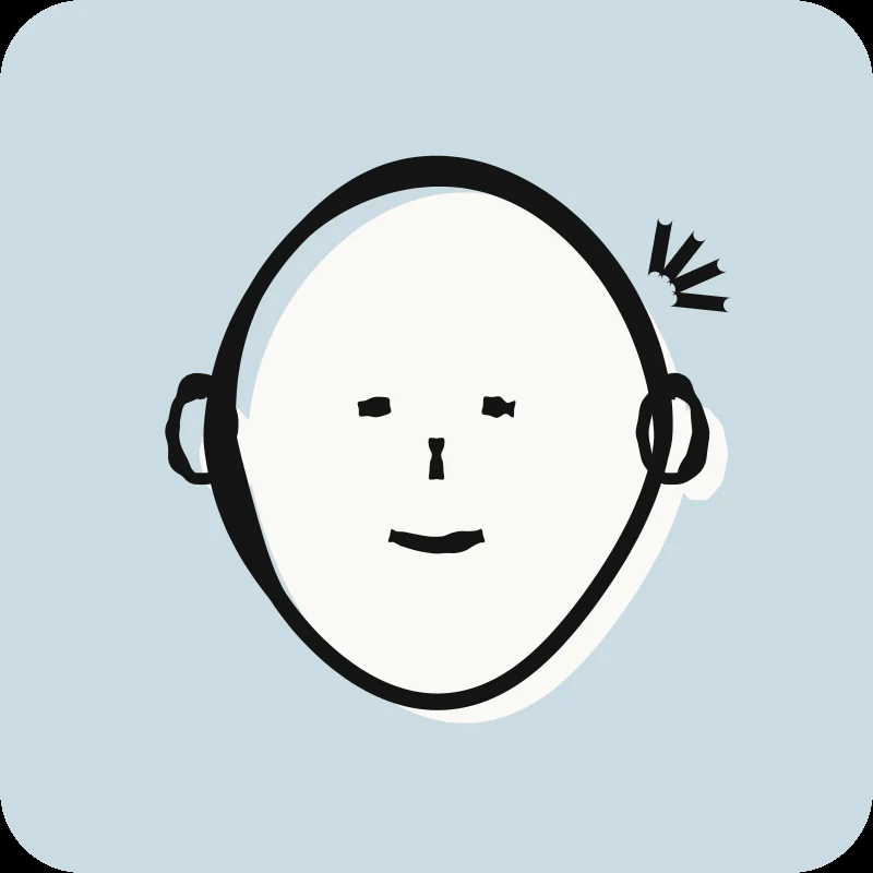 Illustration of a face with pain in the temple, from the "Head and Face Pain" guide in physical therapy, Physioactif