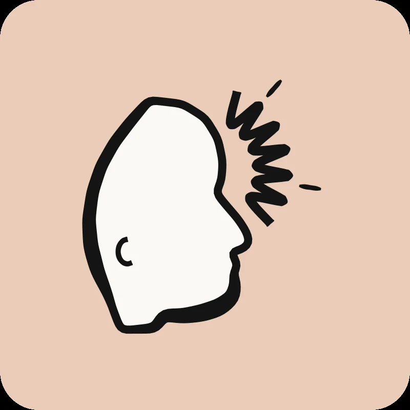 Illustration d'un profil de tête avec douleur pulsante, guide Migraine en physiothérapie Physioactif