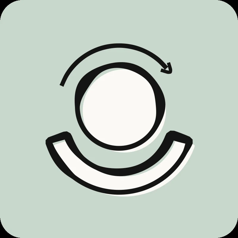 Icône d'articulation avec flèche de rotation, guide Mobilisation articulaire en physiothérapie, Physioactif