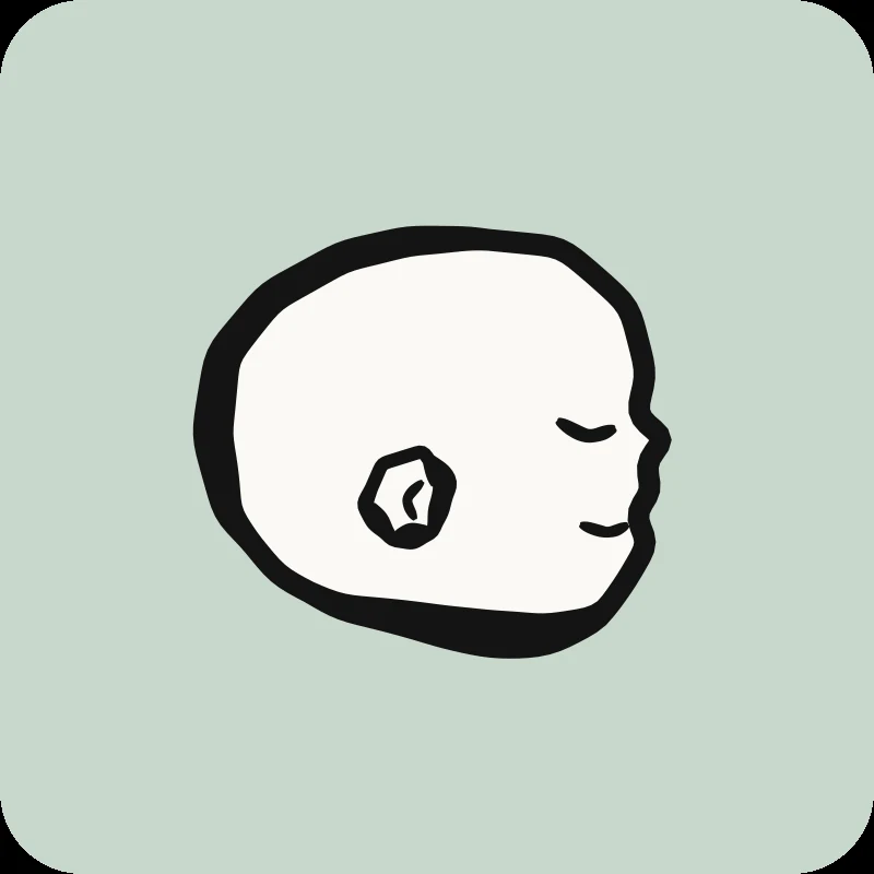 Illustration de profil d'une tête de bébé, guide « Plagiocéphalie ou tête plate » en physiothérapie, Physioactif