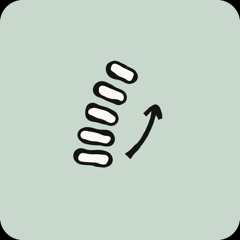Illustration de vertèbres lombaires avec flèche directionnelle, guide Préférence directionnelle lombaire en physiothérapie Physioactif