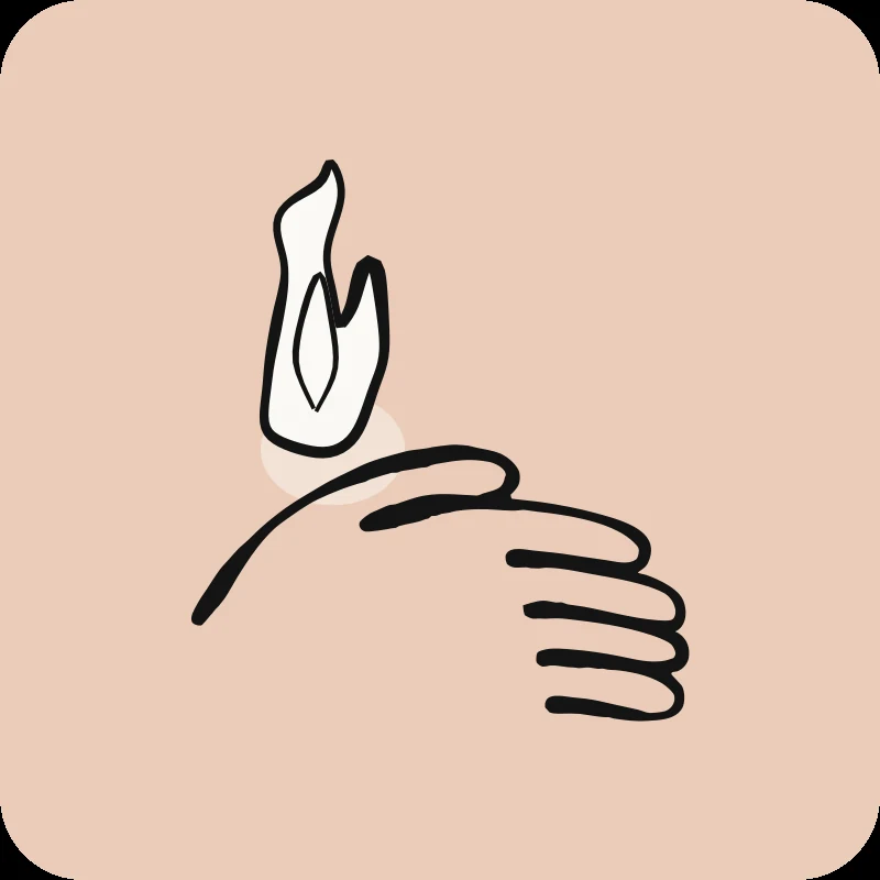 Illustration of a wrist with a "flame of pain" in the thumb; DeQuervain's tenosynovitis guide from Physioactif Physical Therapy