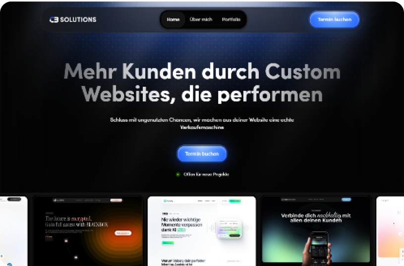 Website Portfolio Hero Section Showcase unserer Arbeit - CB Solutions