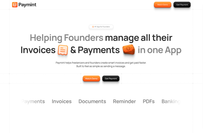 Website Portfolio Hero Section Showcase unserer Arbeit - Paymint