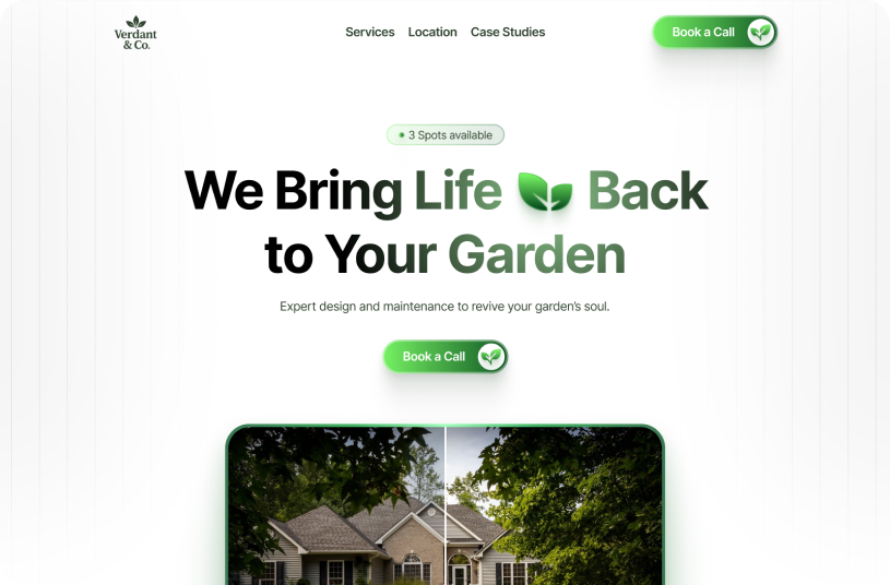 Website Portfolio Hero Section Showcase unserer Arbeit - Gärtner