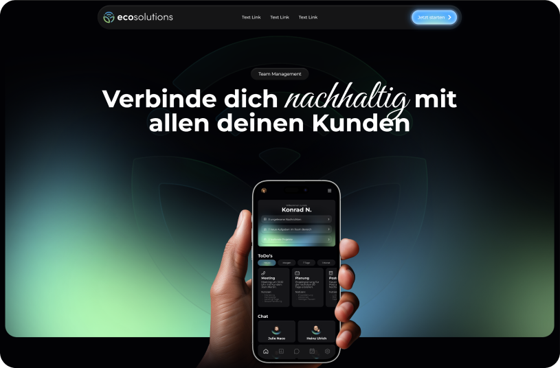 Website Portfolio Hero Section Showcase unserer Arbeit - EcoSolutions