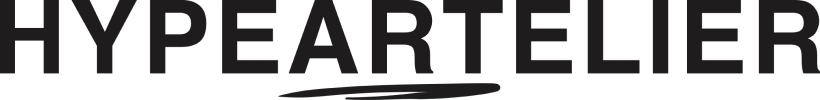 Schwarzes HYPEARTELIER-Logo auf weißem Hintergrund.