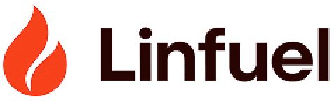 Linfuel-Logo mit stilisierter Flamme in Rot neben dem Schriftzug Linfuel.