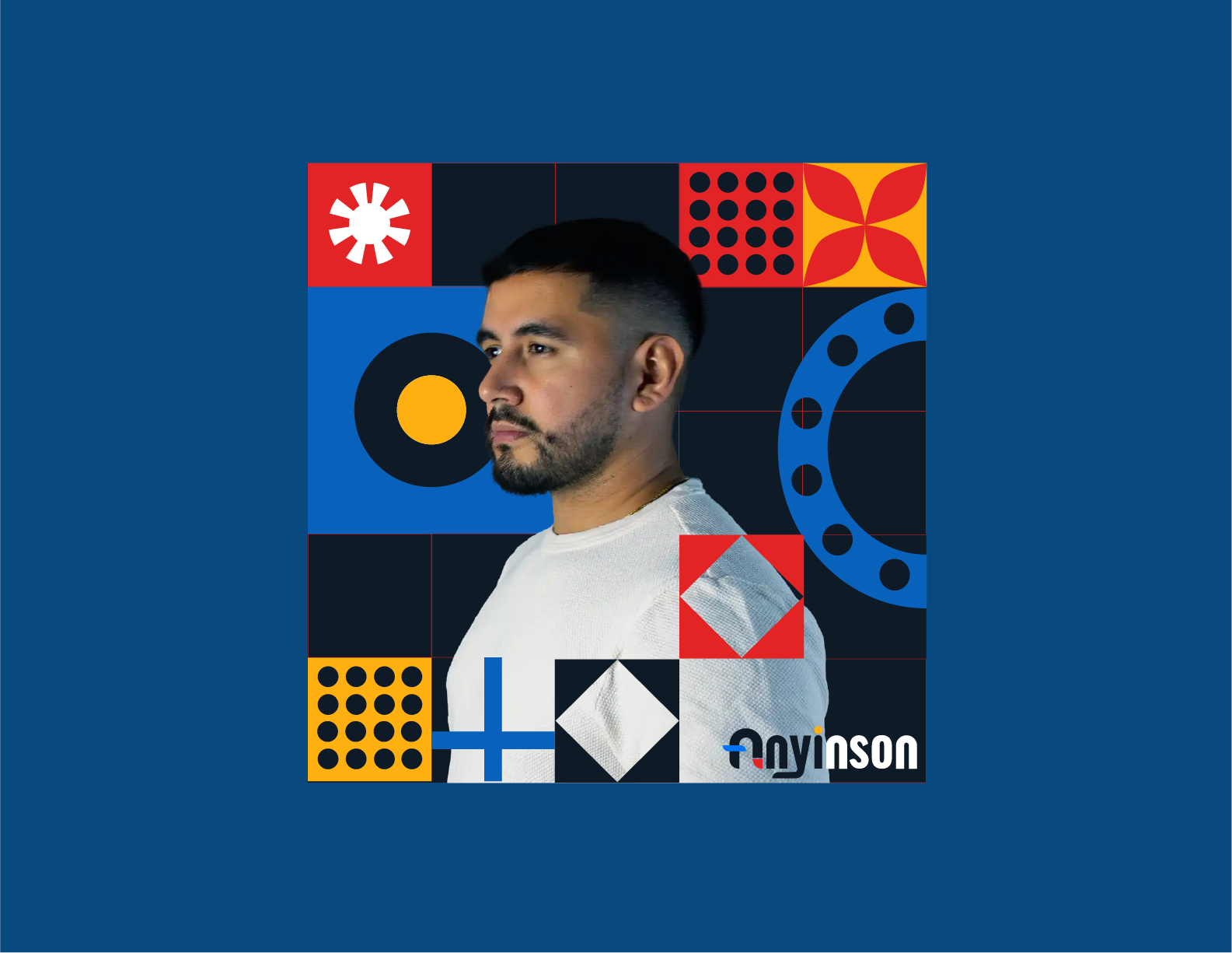 Man with geometric background