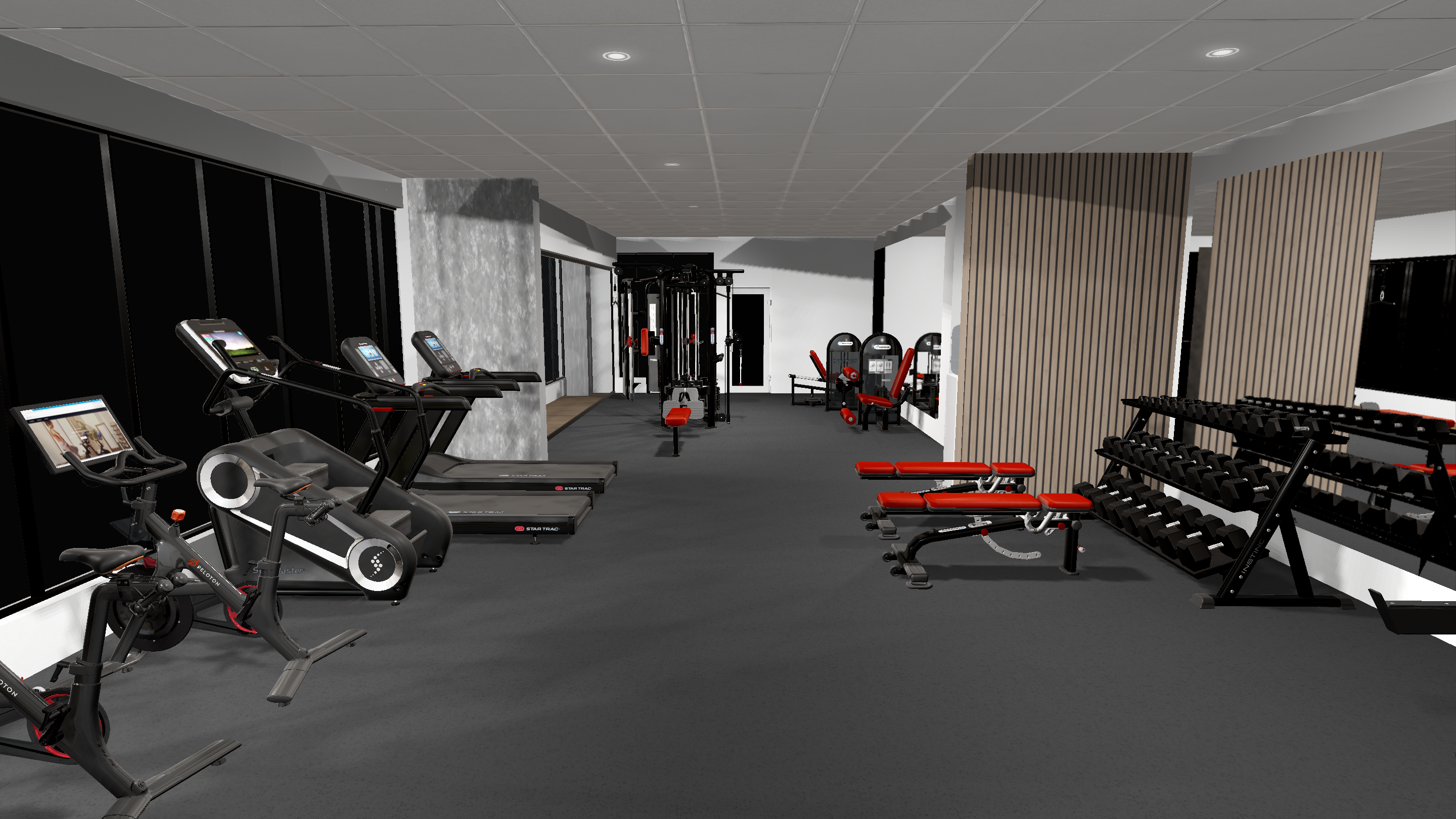 Gym Design Layout Side View of Equipment